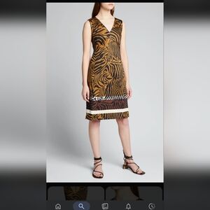 Kobi Halperin Nova -Tripe Sleeveless  Dress Caramel Multi size Extra Small